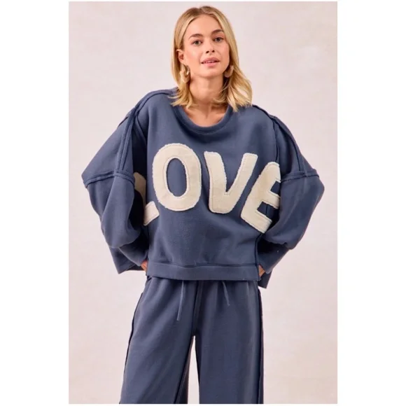 BiBi Blue LOVE Sweatshirt - Picture 6 of 7